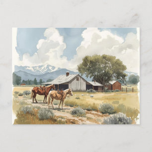 Cartão Postal Farão do Oeste do País com Cavalos