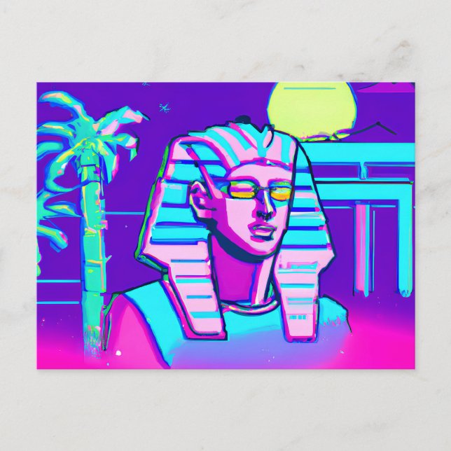 Cartão Postal Faraó Synthwave (Frente)
