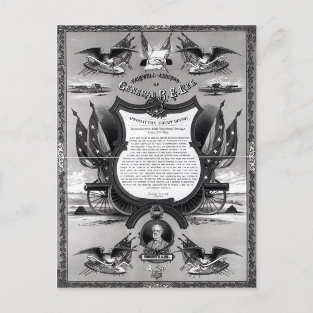 Cartão Postal Farewell Endereço do General Robert E. Lee (Frente)