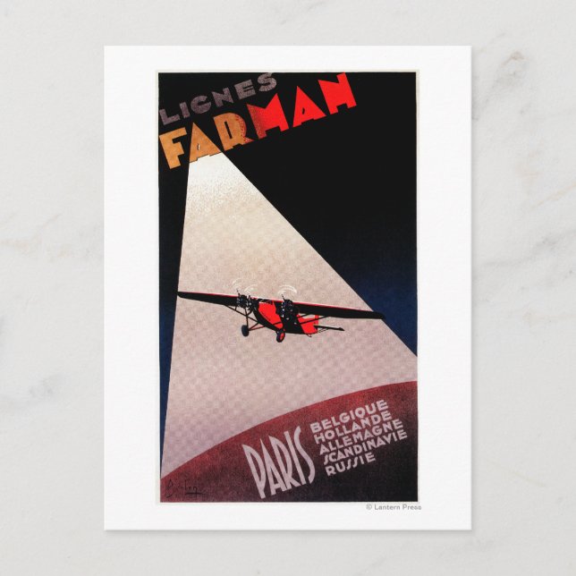 Cartão Postal Farman Airlines Farman 300 Monoplane Promo Poster (Frente)