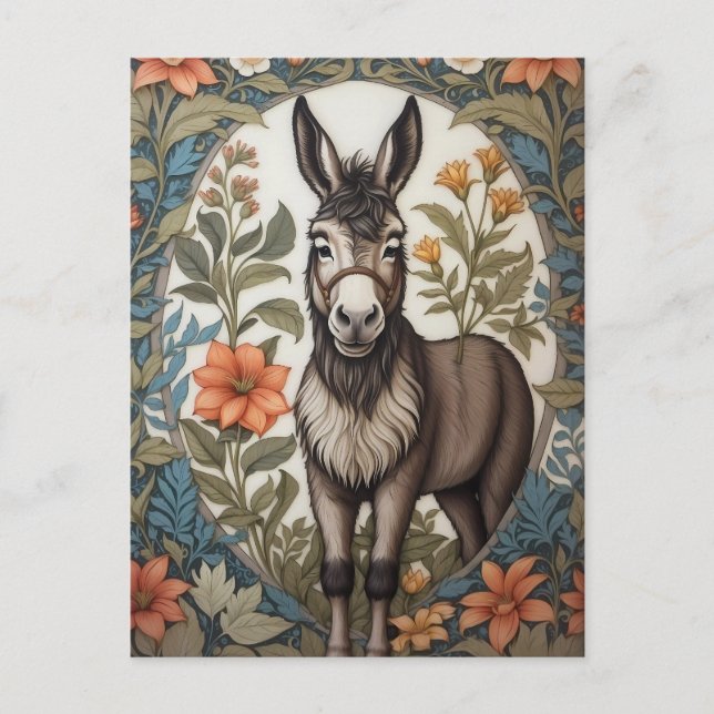 Cartão Postal Farmhouse Donkey William Morris Inspirou (Frente)
