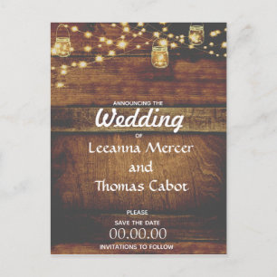 Cartão Postal Farmhouse Glam Salve a Data Rustic Postal