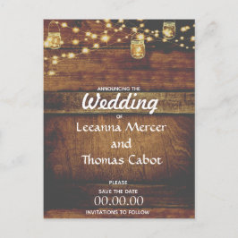 Cartão Postal Farmhouse Glam Salve a Data Rustic Postal