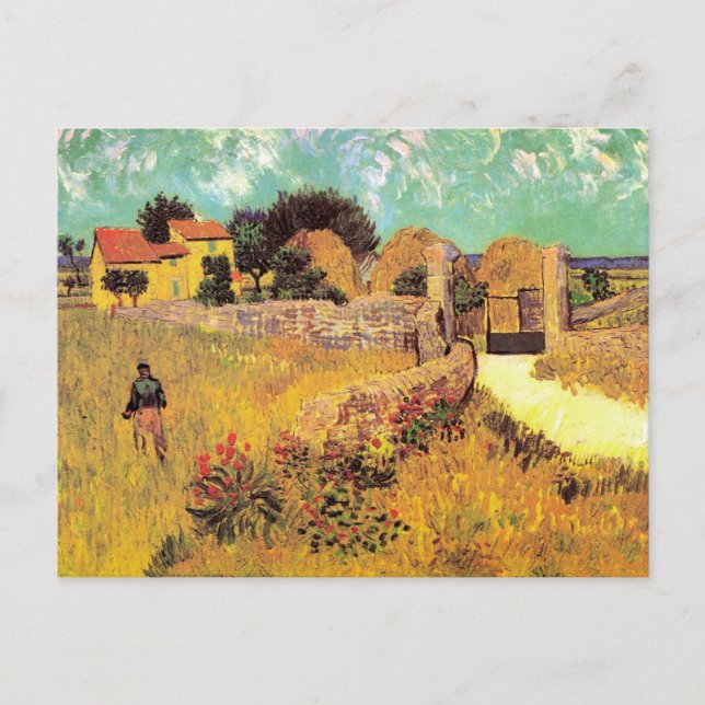 Cartão Postal Farmhouse in Provence por Vincent van Gogh (Frente)