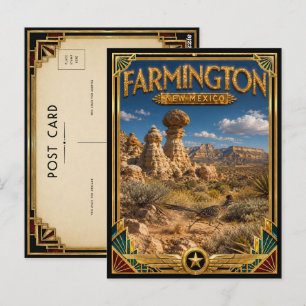 Cartão Postal Farmington Novo México Arte Deco Vintage Era de Ou