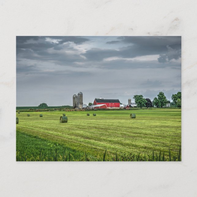 Cartão Postal Farms | Red Barn & Silo in Spring (Frente)