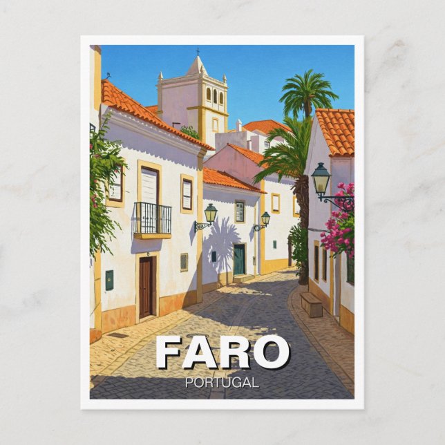 Cartão Postal Faro Portugal Algarve Viagem (Frente)