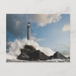 Cartão Postal Faróis Farol Com Ondas De Cruzamento