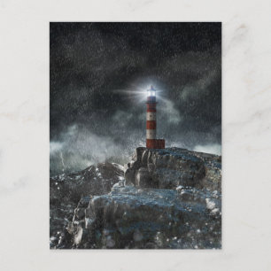 Cartão Postal Faróis Farol na Tempestade