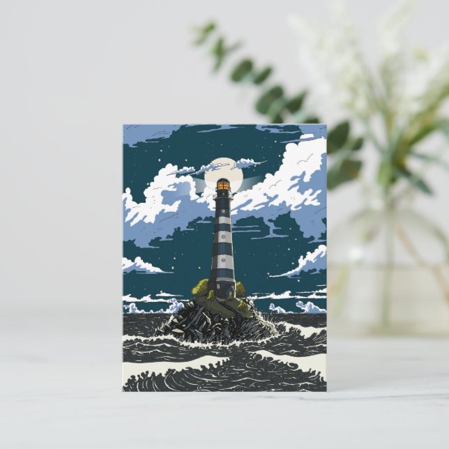 Cartão Postal Farol à Noite (Em pé/Frente)