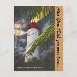 Cartão Postal Farol à noite Key West, Flórida