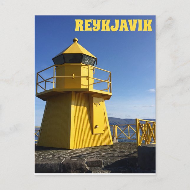 Cartão Postal Farol Amarelo Reykjavik Islândia Viagem (Frente)