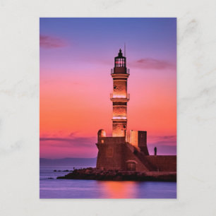 Cartão Postal Farol ao pôr do sol