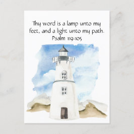 Cartão Postal Farol Azul Céu Azul Simples Psalm Watercolor