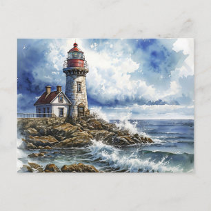 Cartão Postal Farol charmoso com ondas
