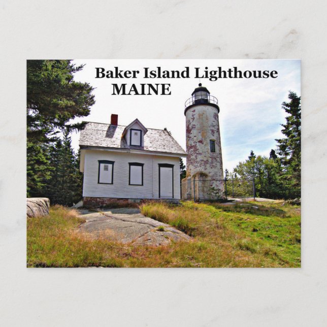 Cartão Postal Farol da Ilha Baker, Cartão-postal Maine (Frente)