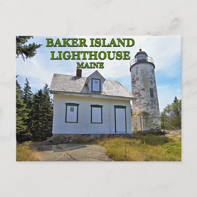 Cartão Postal Farol da Ilha Baker, Cartão-postal Maine (Frente)