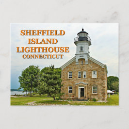 Cartão Postal Farol da Ilha de Sheffield, Connecticut