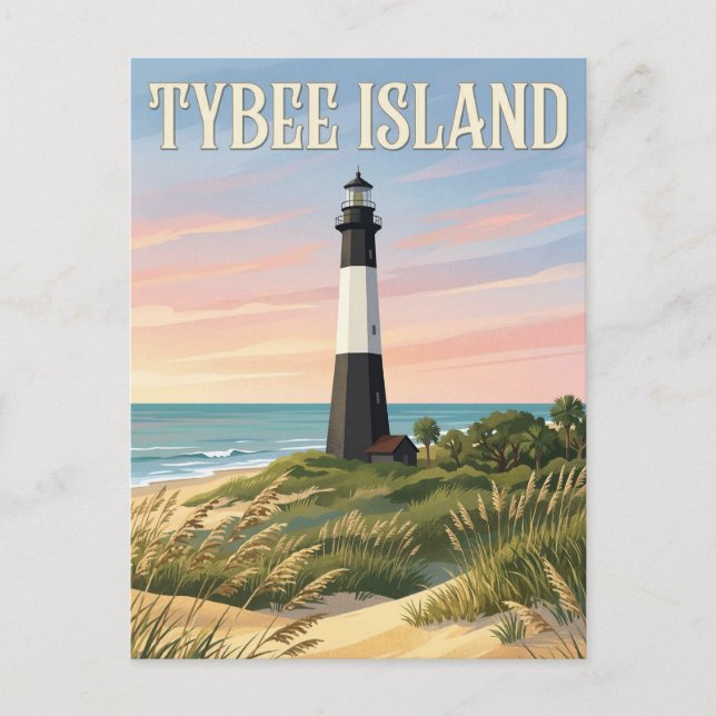 Cartão Postal Farol da Ilha de Tybee (Frente)