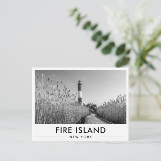 Cartão Postal Farol da Ilha Fire Nova York (Em pé/Frente)