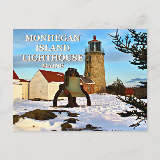 Cartão Postal Farol da Ilha Monhegan, Cartão-postal Maine (Frente)
