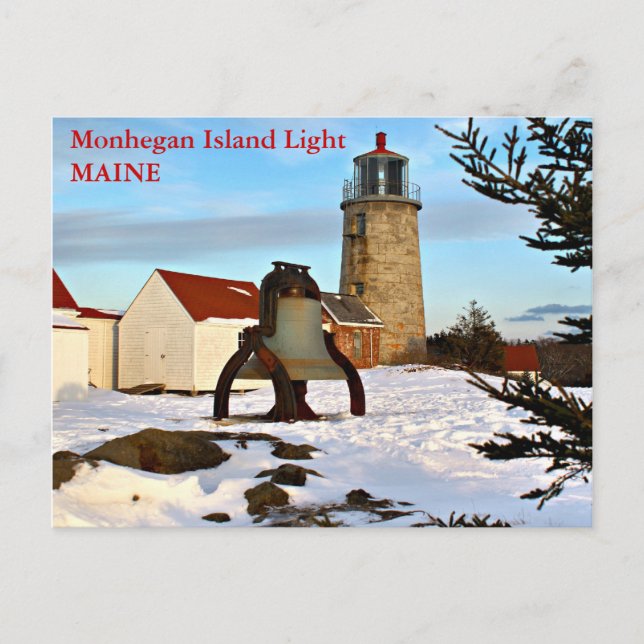 Cartão Postal Farol da Ilha Monhegan, Cartão-postal Maine (Frente)