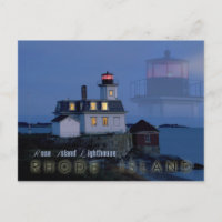Farol da Ilha rosa à noite, Rhode Island