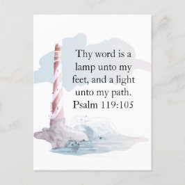 Cartão Postal Farol de Aquarela de Salmo Religioso