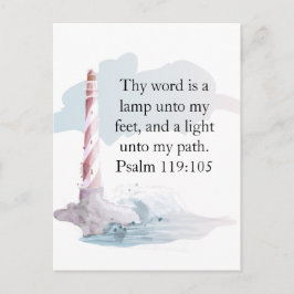 Cartão Postal Farol de Aquarela de Salmo Religioso