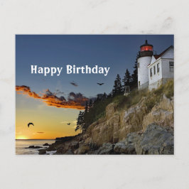 Cartão Postal Farol de Bass Harbor em Maine Foto de Aniversário