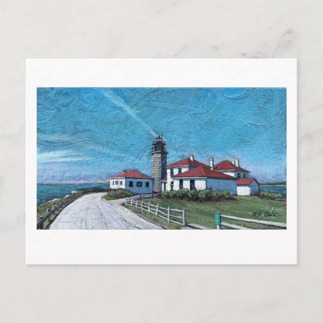 Cartão Postal Farol de Beavertail em Jamestown, RI (Frente)