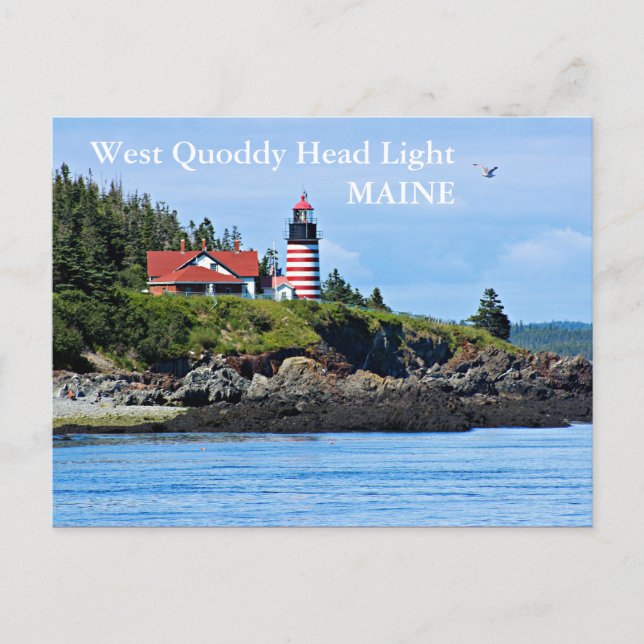 Cartão Postal Farol de Cabeça Oeste Quoddy, Cartão-postal Maine (Frente)