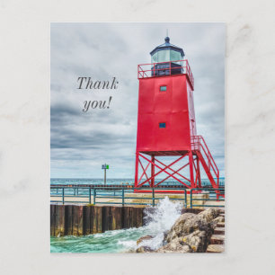 Cartão Postal Farol de Charlevoix South Pierhead Obrigado