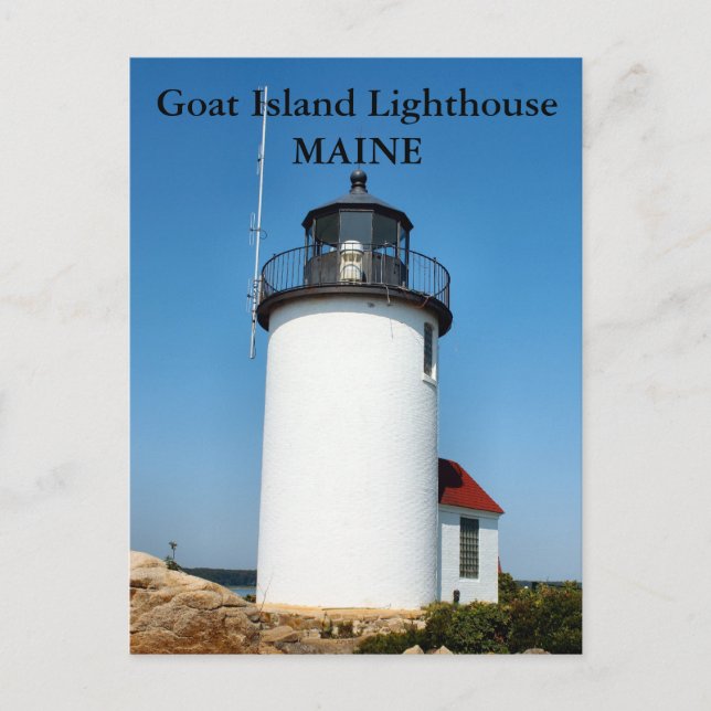 Cartão Postal Farol de Goat Island, Cartão-postal Maine (Frente)