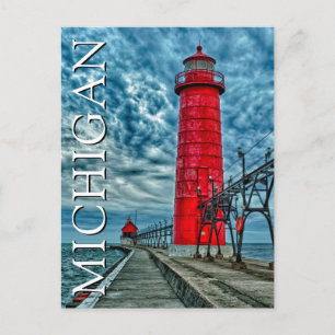 Cartão Postal Farol de Grand Haven Michigan