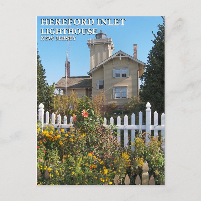Cartão Postal Farol de Hereford Inlet, cartão-postal de Nova Jer (Frente)