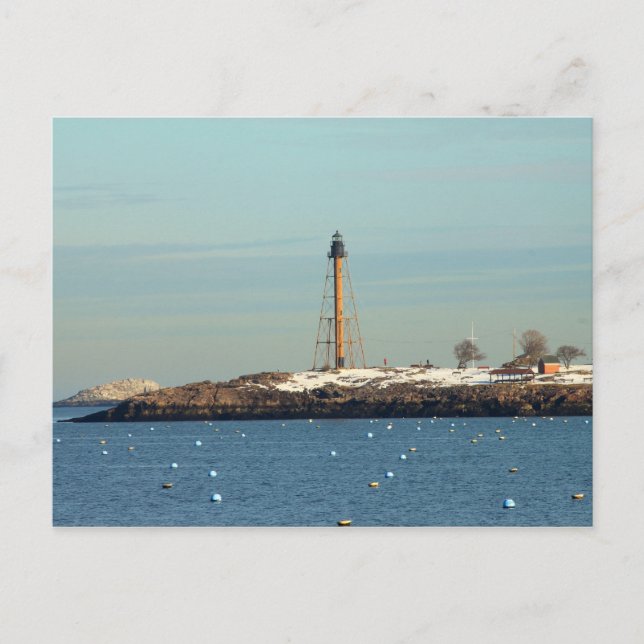 Cartão Postal Farol de Marblehead da Praia (Frente)