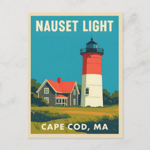 Cartão Postal Farol de Nauset Cabo de Viagens vintage Retro