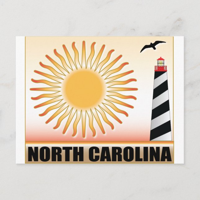 Cartão Postal Farol de North Carolina ao Sol (Frente)