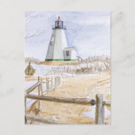 Cartão Postal Farol de Plymought Aquarela