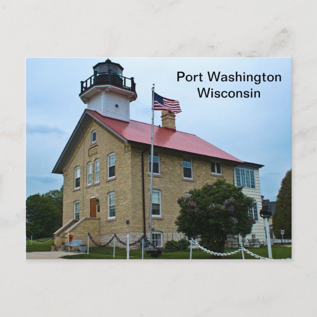 Cartão Postal Farol de Port Washington Wisconsin (Frente)