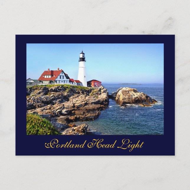 Cartão Postal Farol de Portland Head, Cape Elizabeth, Maine, EUA (Frente)