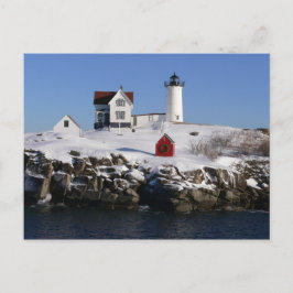Cartão Postal Farol de seixo no inverno