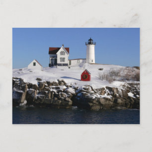 Cartão Postal Farol de seixo no inverno