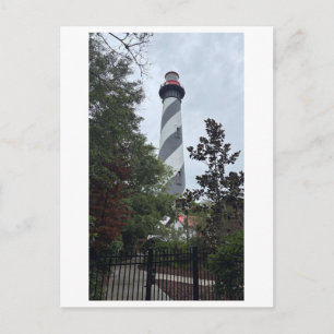 Cartão Postal Farol de St. Augustine Torre Preta e Branca
