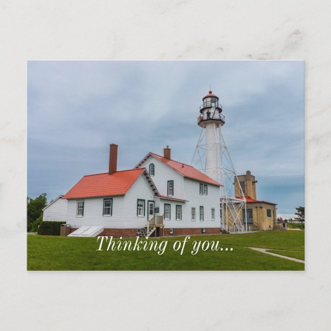 Cartão Postal Farol De Whitefish Point Pensando Em Você (Frente)