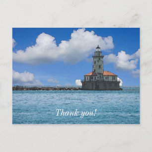 Cartão Postal Farol do Porto de Chicago Agradecimento Artístico