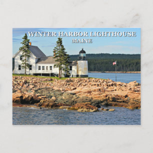 Cartão Postal Farol do Porto de inverno, Maine