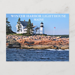 Cartão Postal Farol do Porto de inverno, Maine