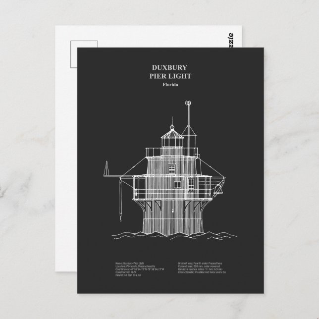 Cartão Postal Farol Duxbury Pier Light - Massachusetts - PD (Frente/Verso)